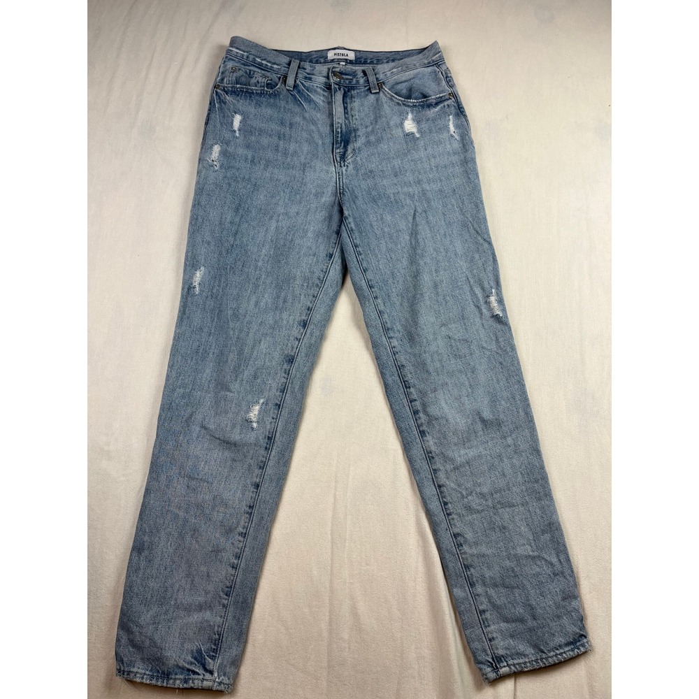 Pistola Women High Rise Straight Leg Distressed Jeans Light Wash P6626KEE-GFT 28